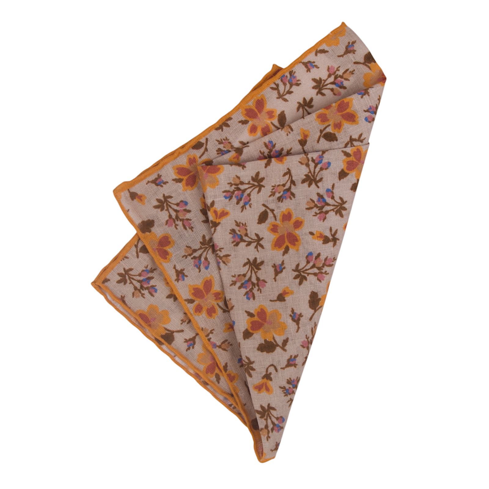 Petronius pocket square beige with floral pattern