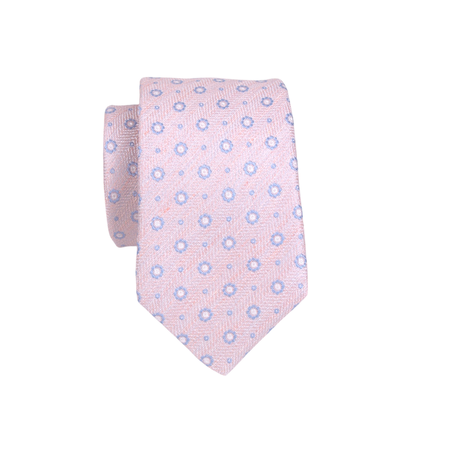 Luigi Borrelli Krawatte in pastell rosa mit hellblauem Blumen Muster