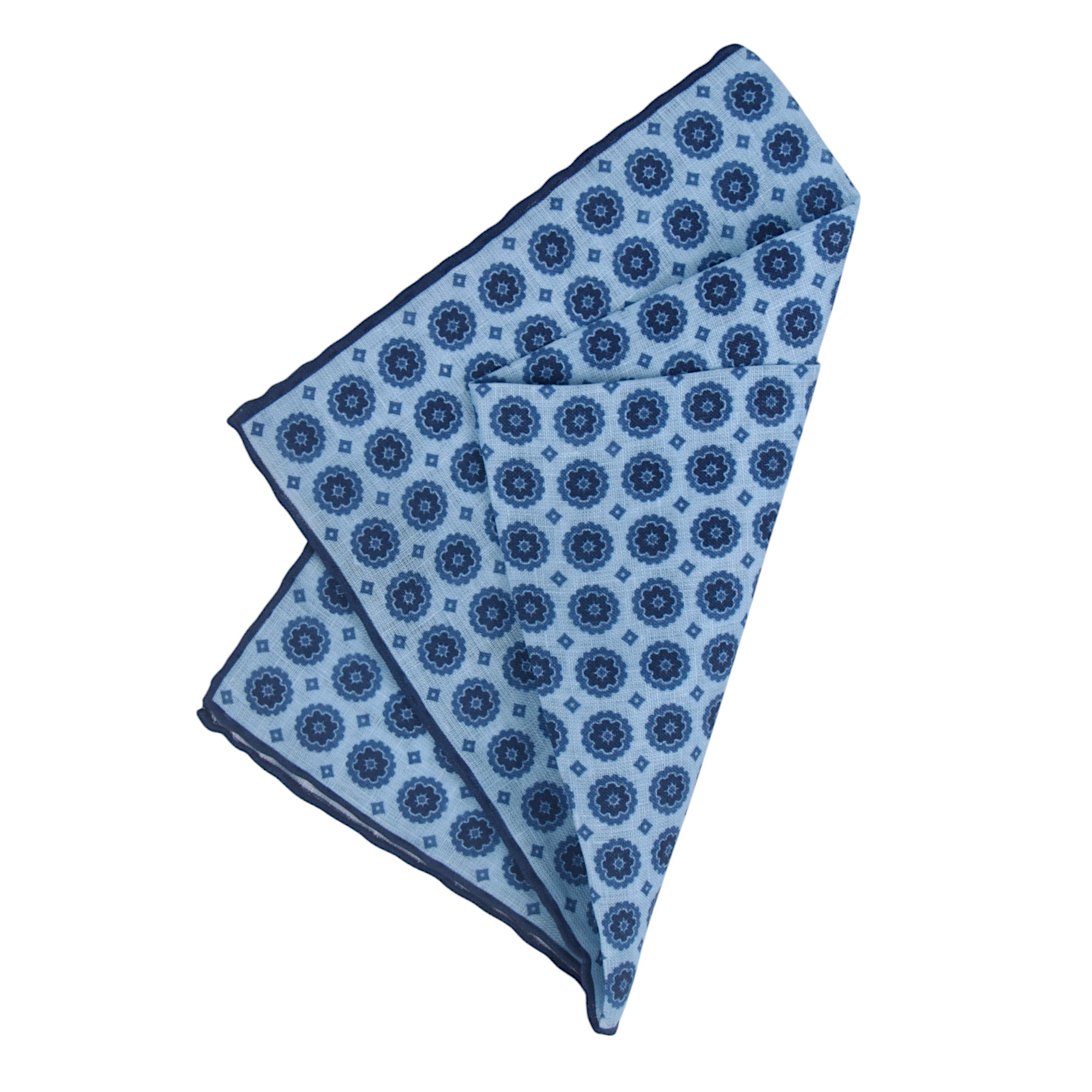 Petronius Einstecktuch Blau mit Medaillon Muster