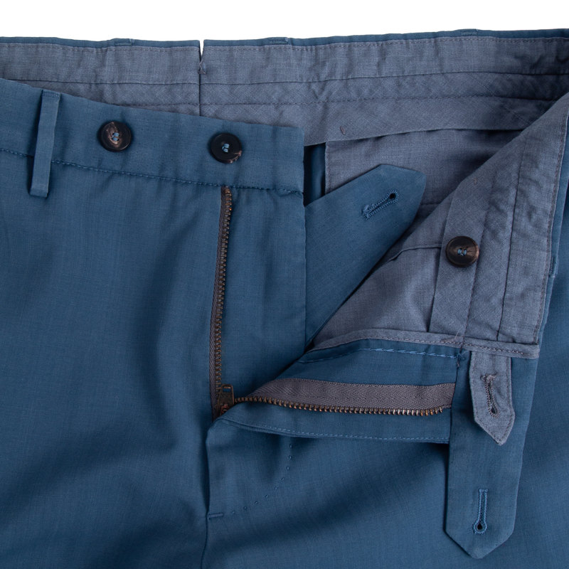 Santaniello linen suit in steel blue