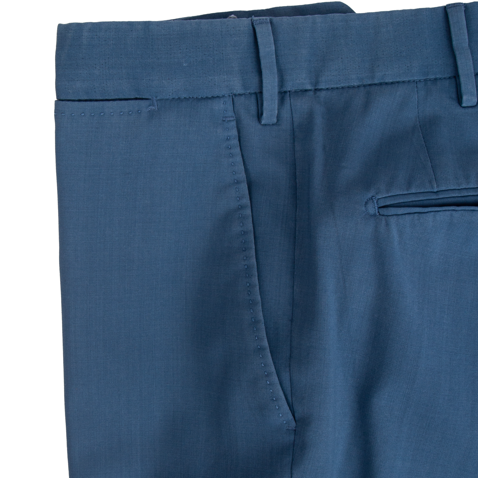 Santaniello linen suit in steel blue