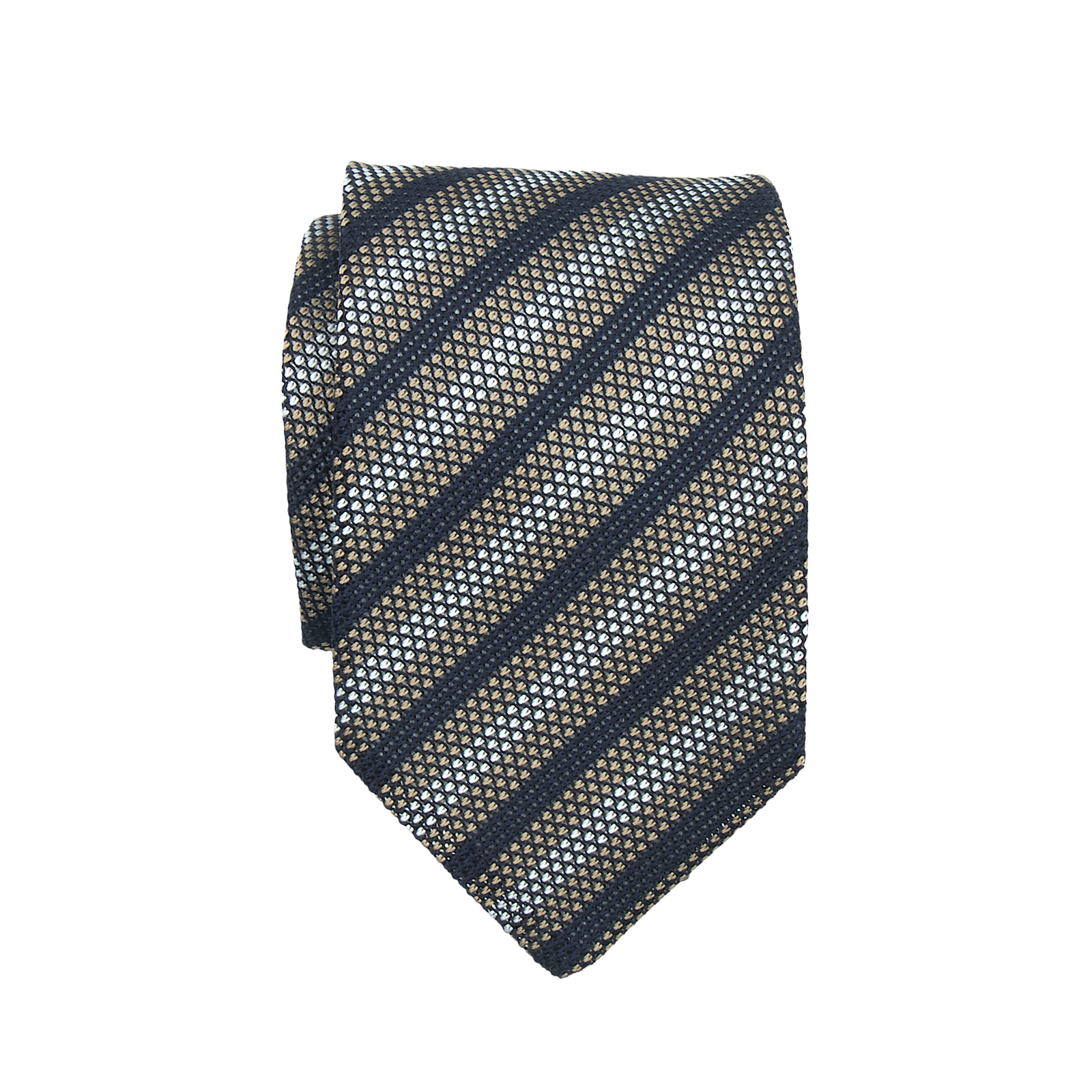 Luigi Borrelli Garza horizontal striped blue-gold-silver tie