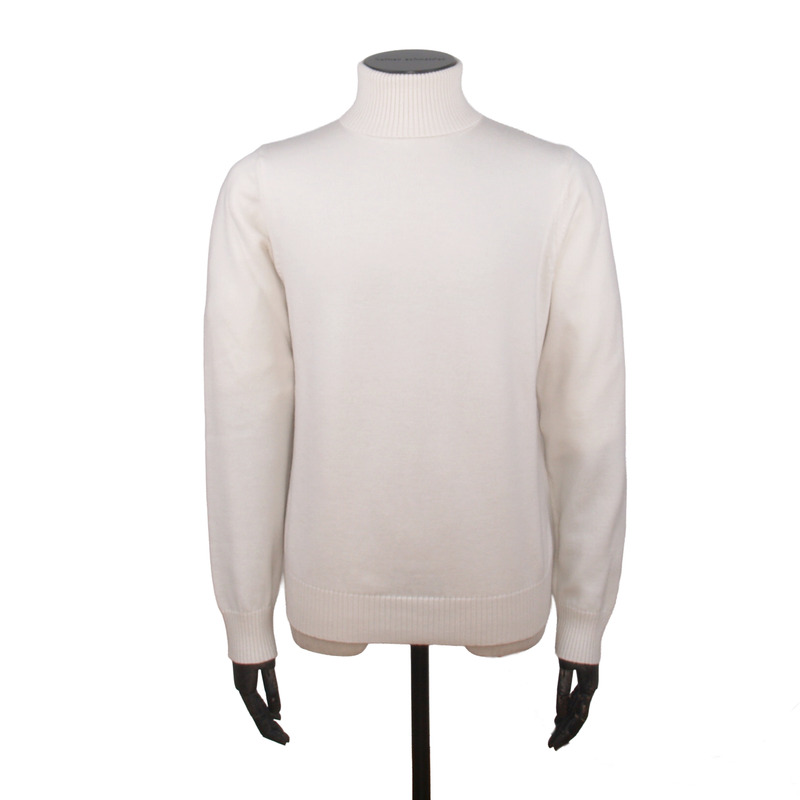 Malo Schurwolle Rollkragenpullover in Cremefarbe