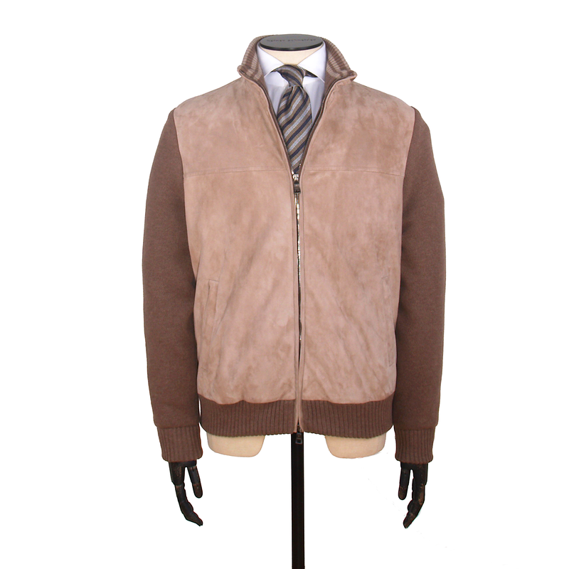 Fioroni Schurwolle Bomberjacke mit Wildleder