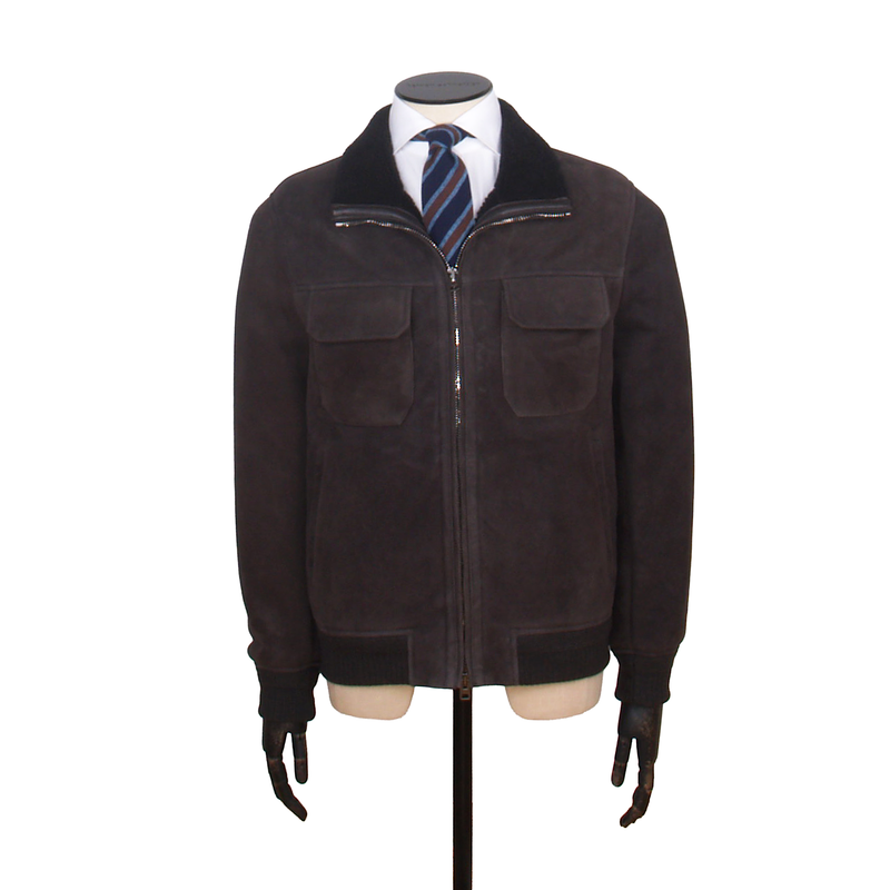 Manto Shearling Lederjacke in Grau