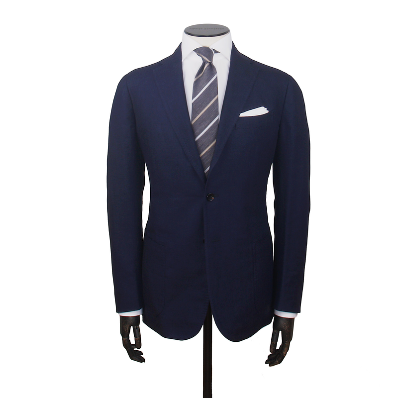 Stile Latino Napoli Baumwolle Leinenanzug Blau