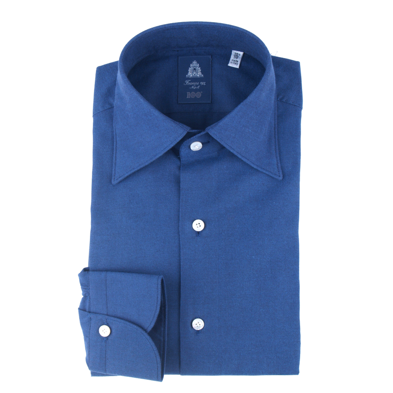 Finamore 1925 Hemd in Dunkelblau schmale Milano Passform