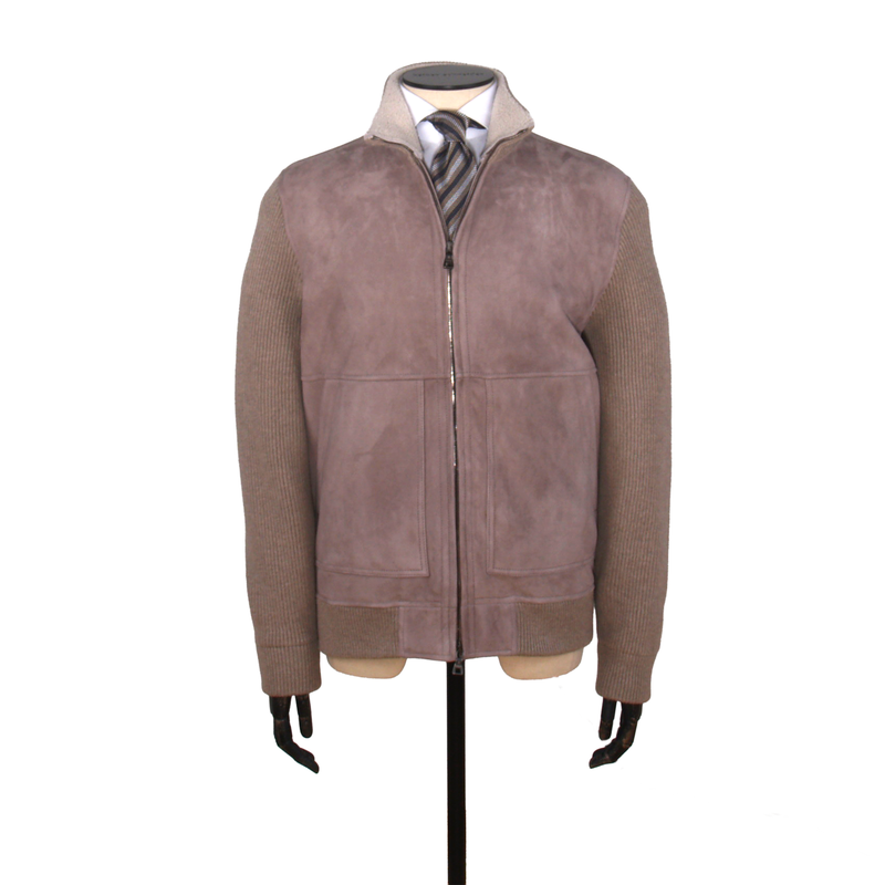 Fioroni Shearling Bomberjacke mit Strickeinsätzen