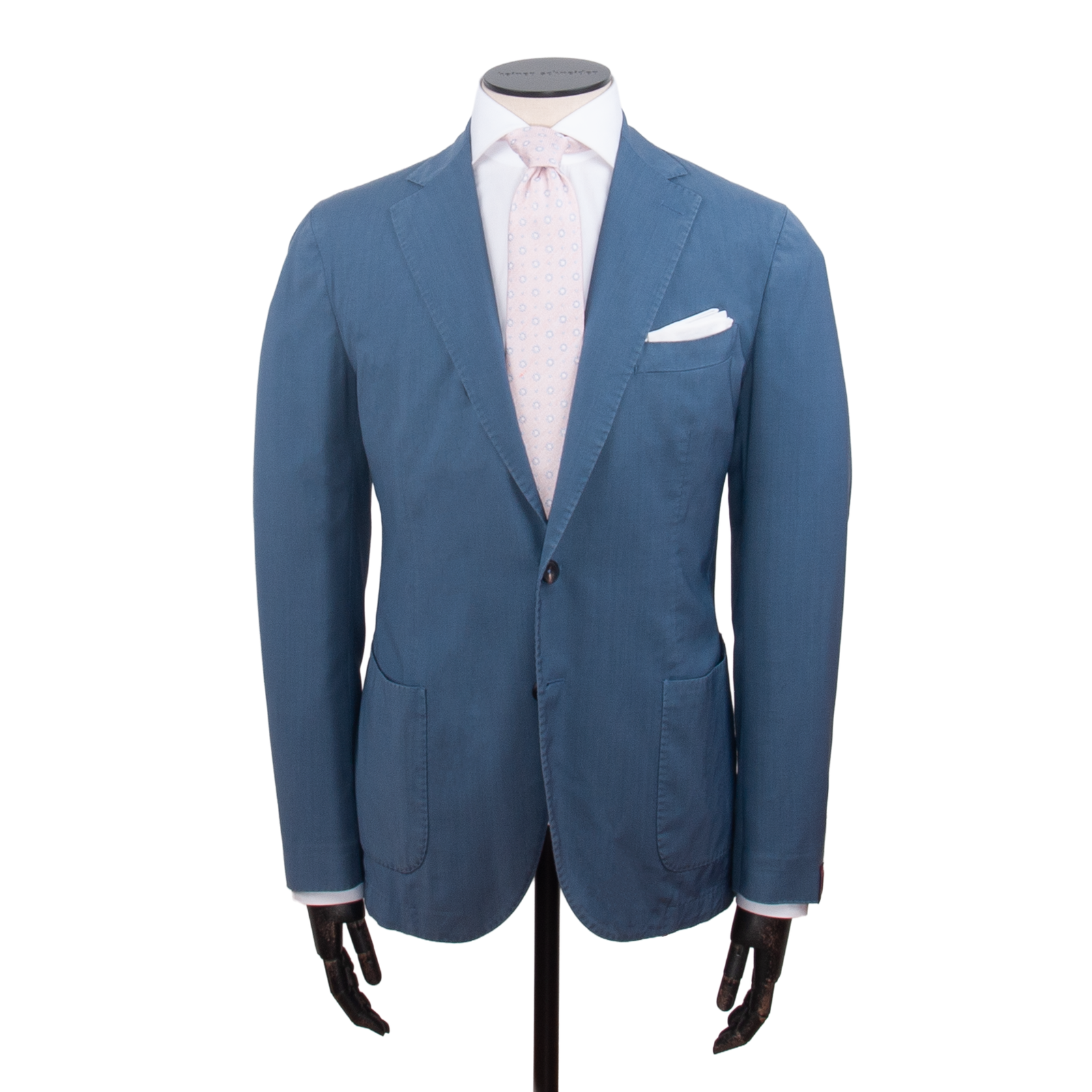 Santaniello linen suit in steel blue