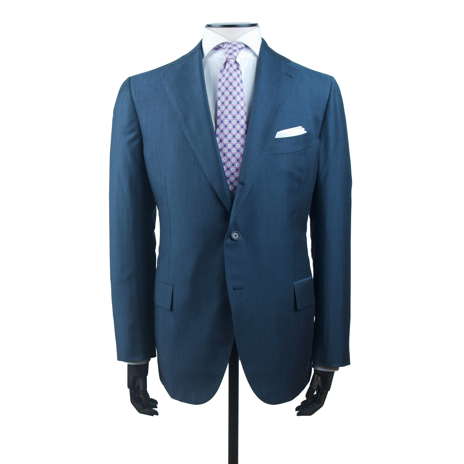 Cesare Attolini klassischer Anzug in Stahlblau ein Mix aus Wolle und Sea Island Baumwolle