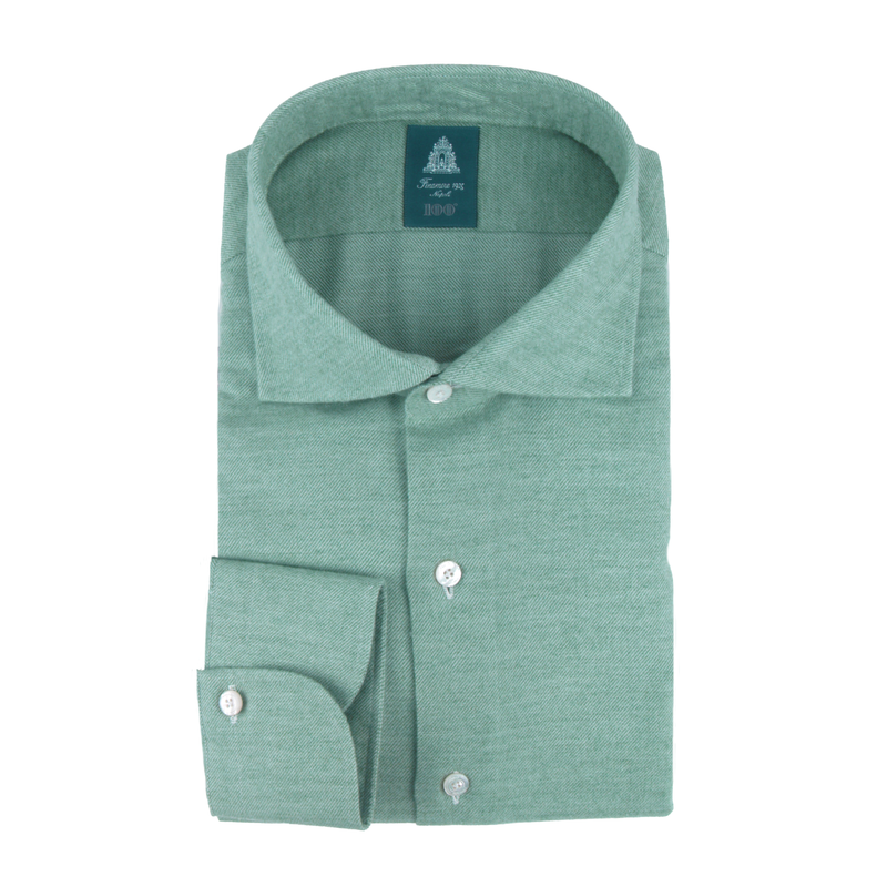 Finamore light green shirt slim fit Milano Eduardo collar