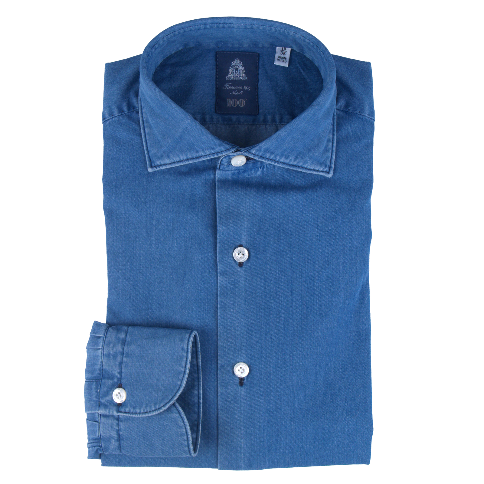 Finamore 1925 denim shirt slim fit Milano Zante collar
