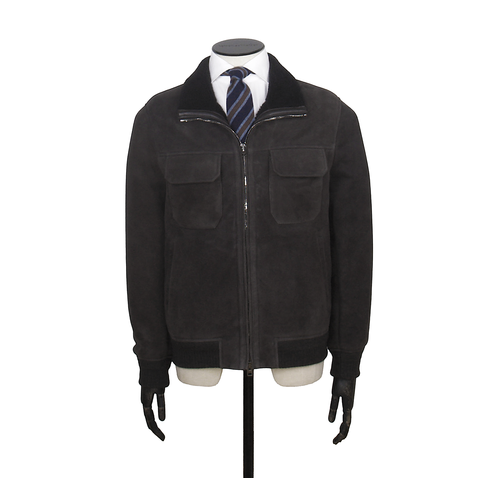 Manto shearling leather jacket in gray-green