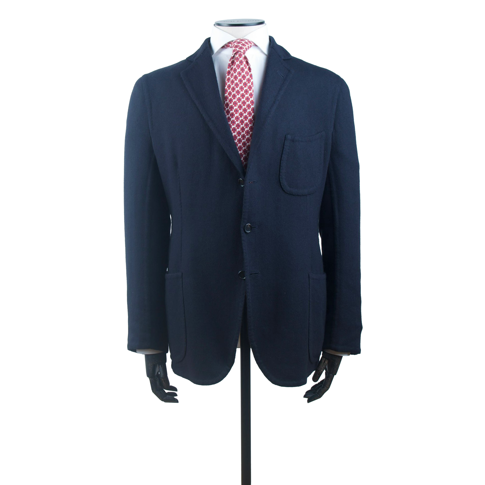 Cesare Attolini Sakko aus reinem Kaschmir in Nachtblau mit Fischgrätmuster