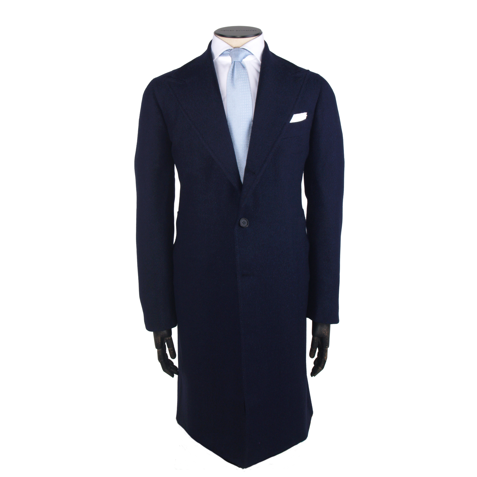Luigi Melluso virgin wool coat with wide herringbone pattern