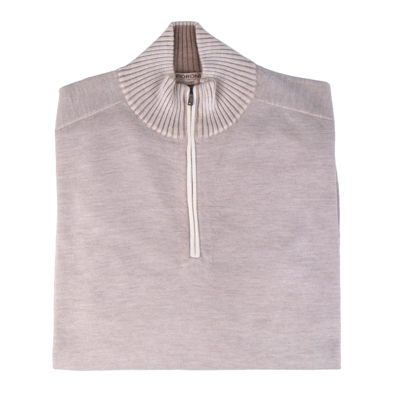 Fioroni Duvet cashmere pullover with zip Model Troyer