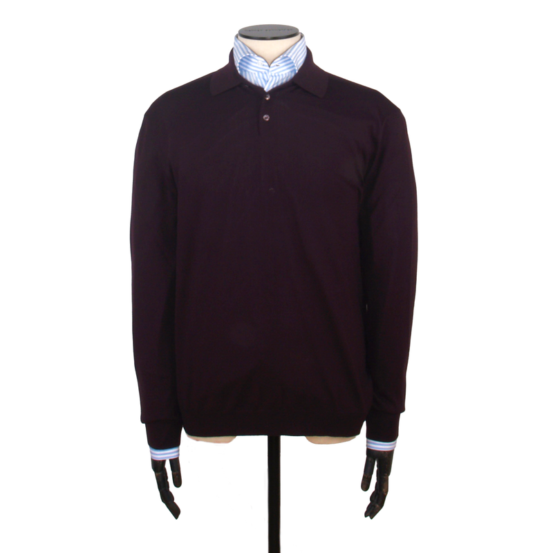 Malo Merino Wolle Polo in Bordeaux