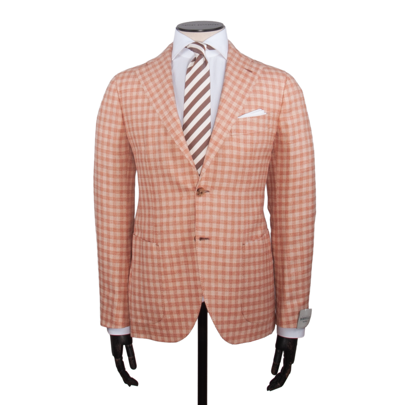 Luigi Borrelli Terrakotta Beige kariertes Sommersakko
