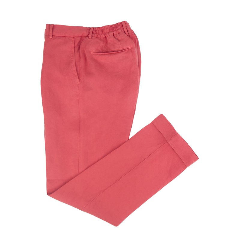 Santaniello Evoluto summer trousers in a vibrant coral shade