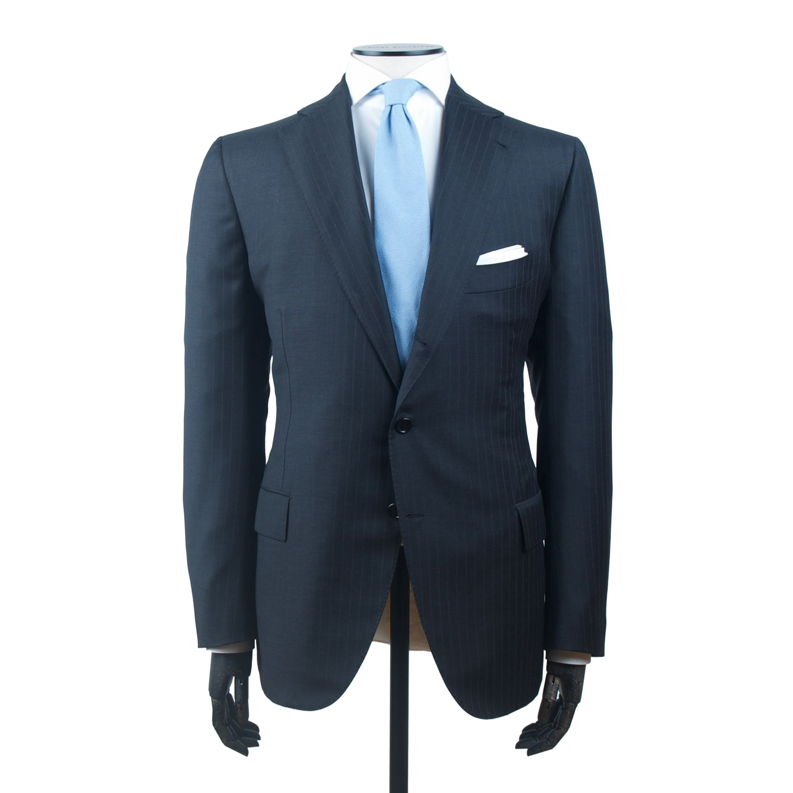 Cesare Attolini Anzug in mittel-grau mit violettem Nadelstreifen