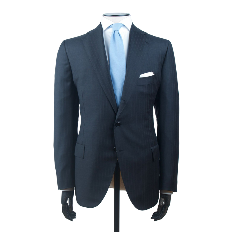 Cesare Attolini Anzug in mittel-grau mit violettem Nadelstreifen