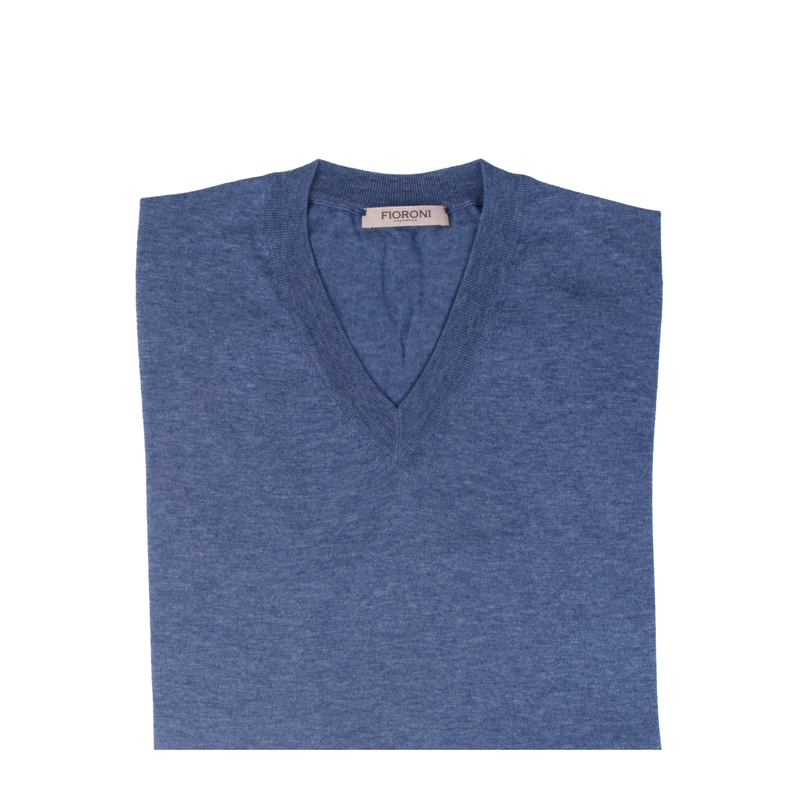 Fioroni blaue V-Neck Pullover mit langen Ärmel