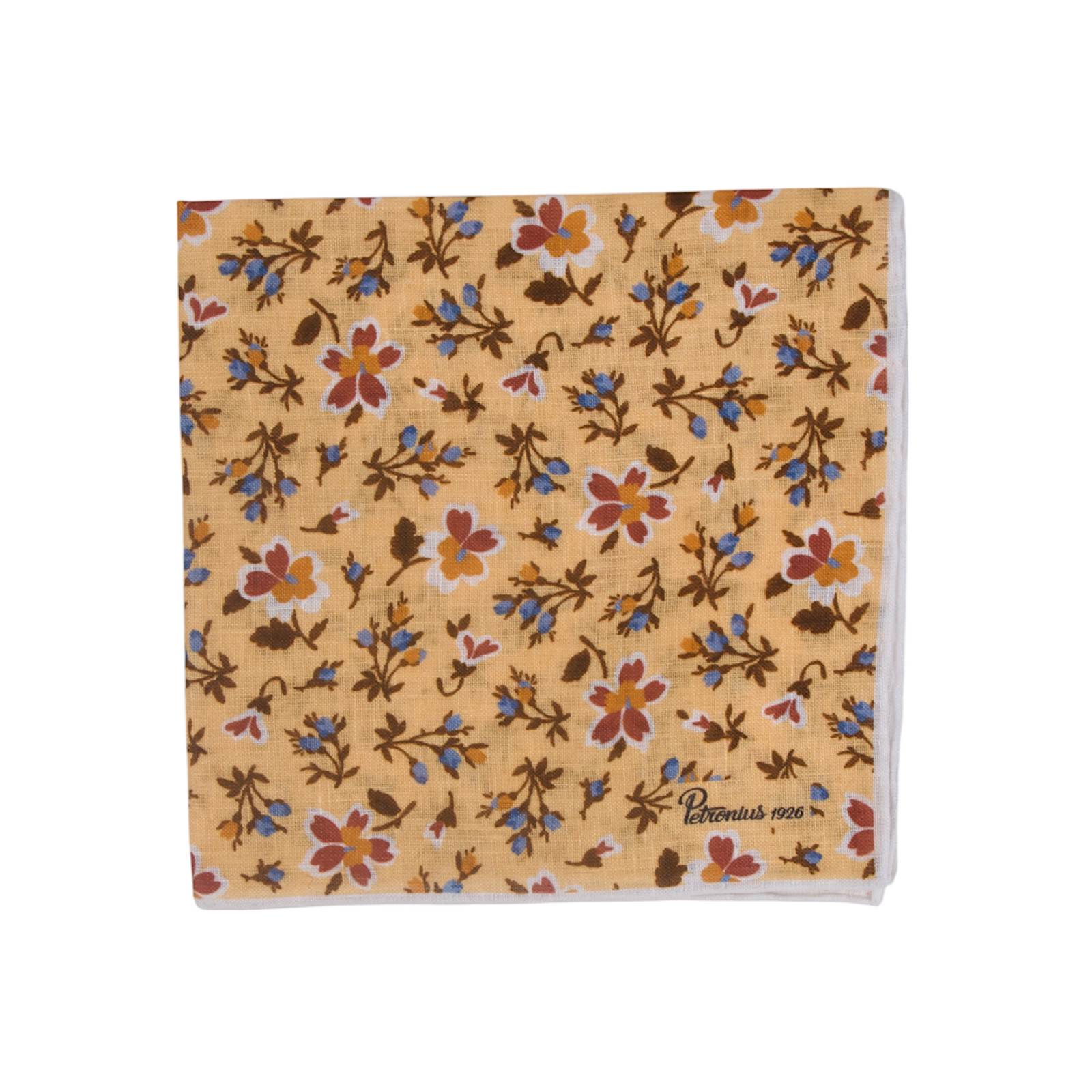Petronius Einstecktuch Gelb mit Blumenmuster
