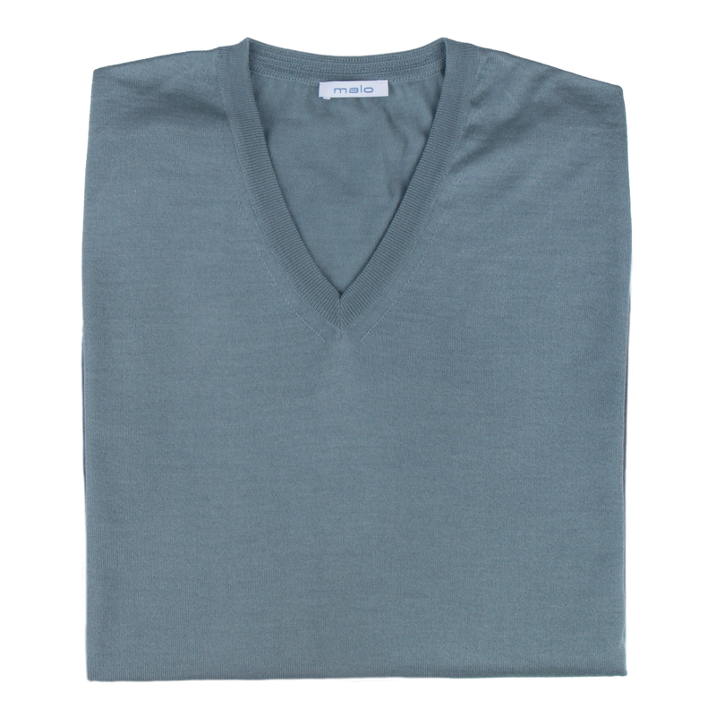 Malo Kaschmir Seide Pullover in Mintgrau