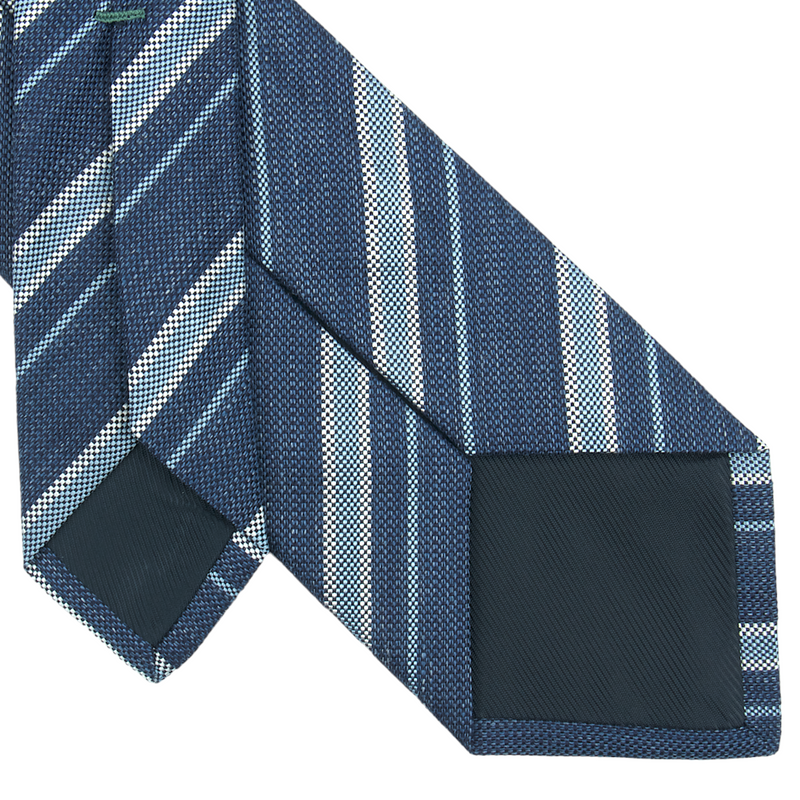 Luigi Borrelli Krawatte blau mit hellblauen Streifen