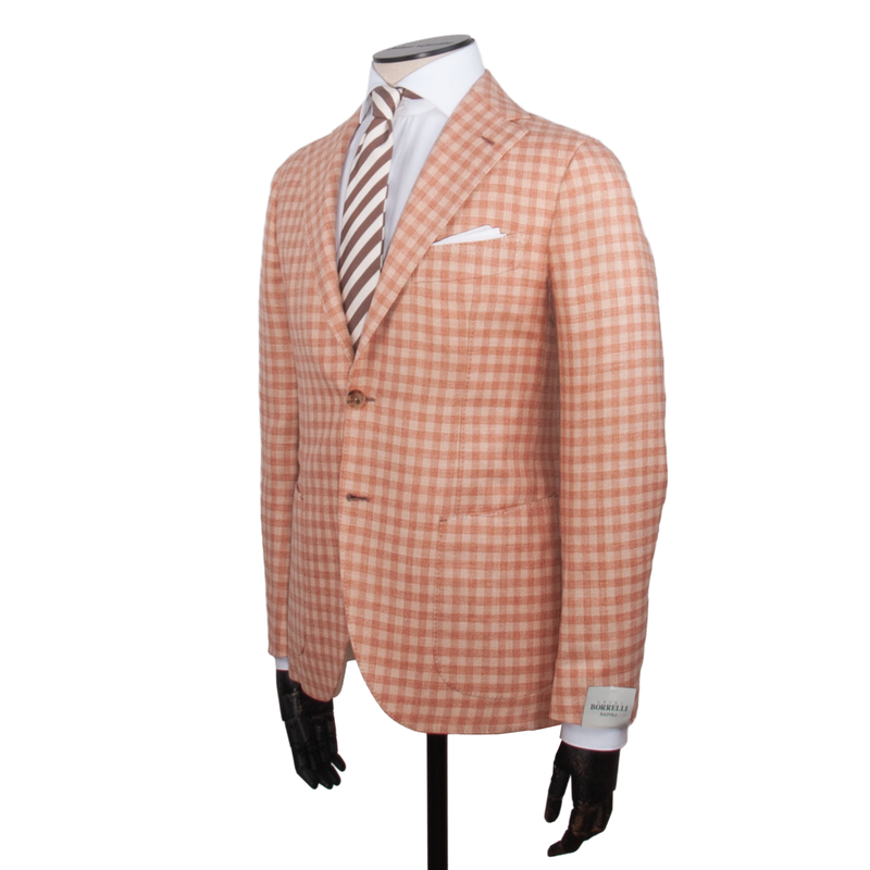 Luigi Borrelli Terrakotta Beige kariertes Sommersakko