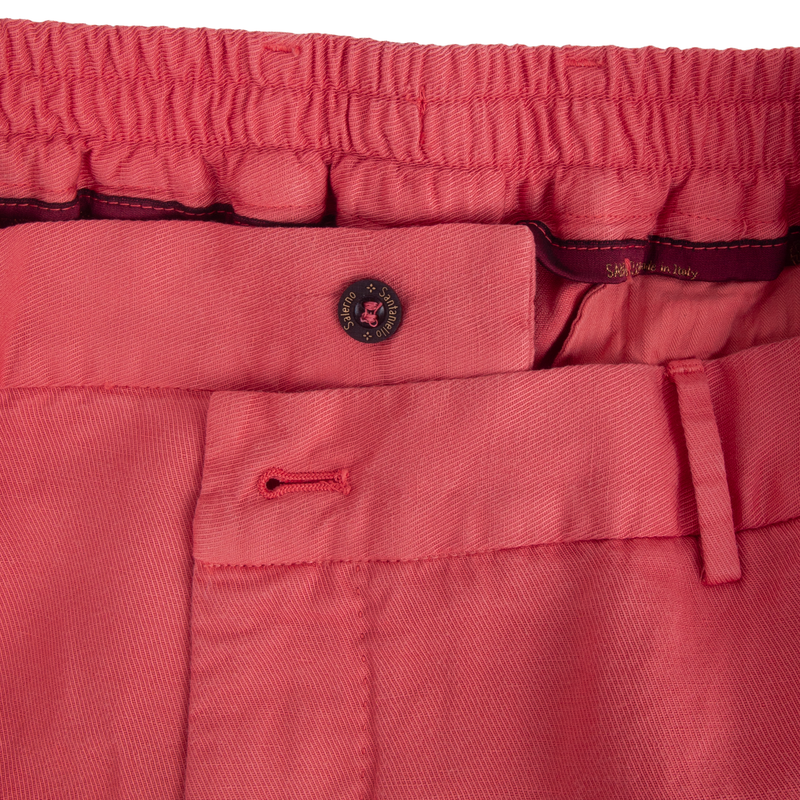 Santaniello Evoluto summer trousers in a vibrant coral shade