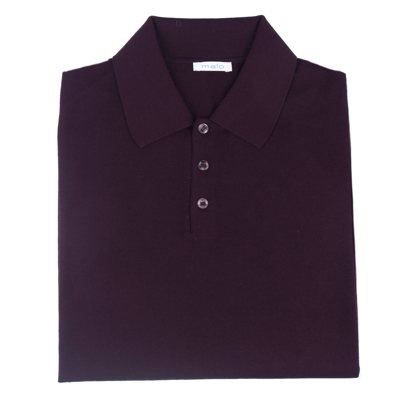 Malo Merino Wolle Polo in Bordeaux