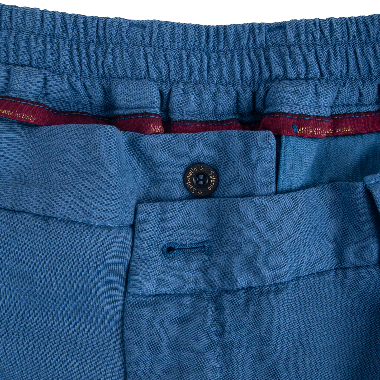 Santaniello Evoluto summer trousers in an intense azure blue
