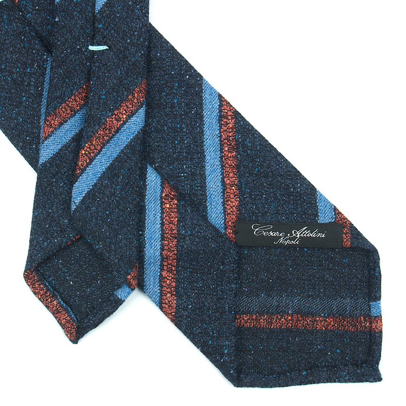 Cesare Attolini bronze hellblau gestreift Krawatte