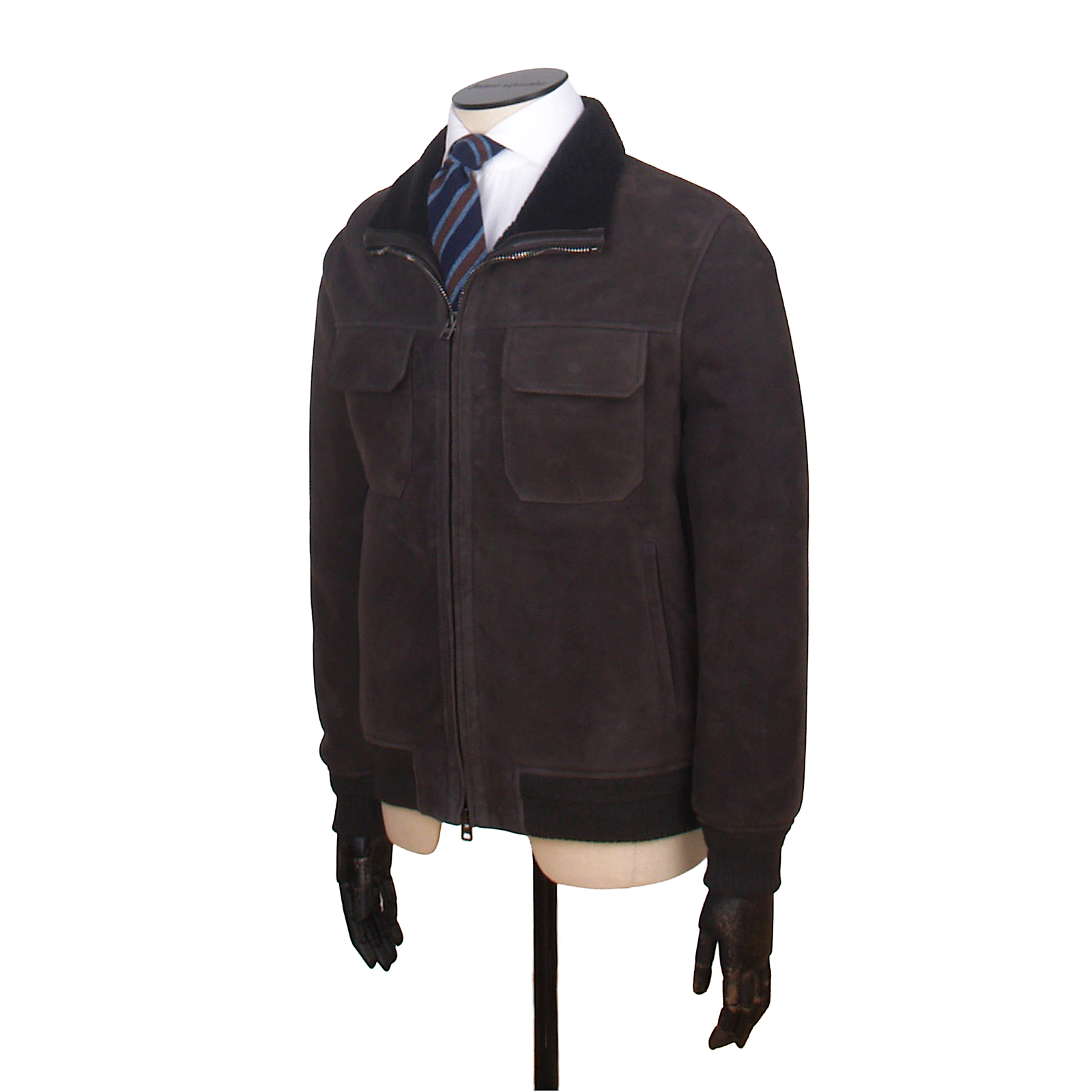 Manto Shearling Lederjacke in Grau