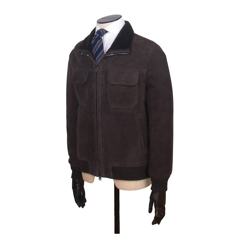 Manto Shearling Lederjacke in Grau