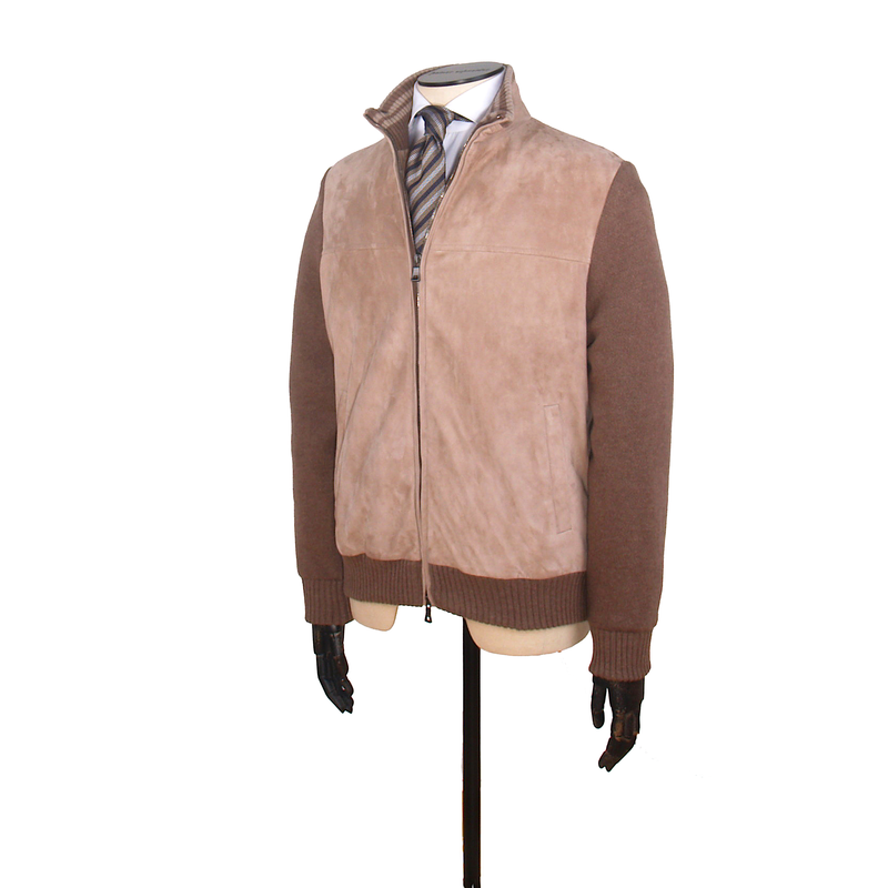 Fioroni Schurwolle Bomberjacke mit Wildleder