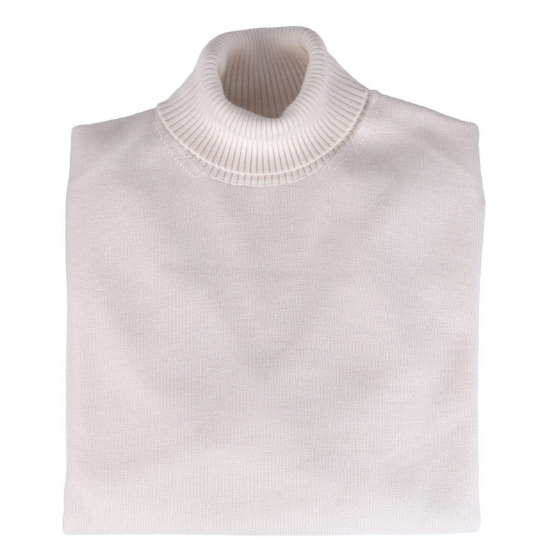 Malo Schurwolle Rollkragenpullover in Cremefarbe