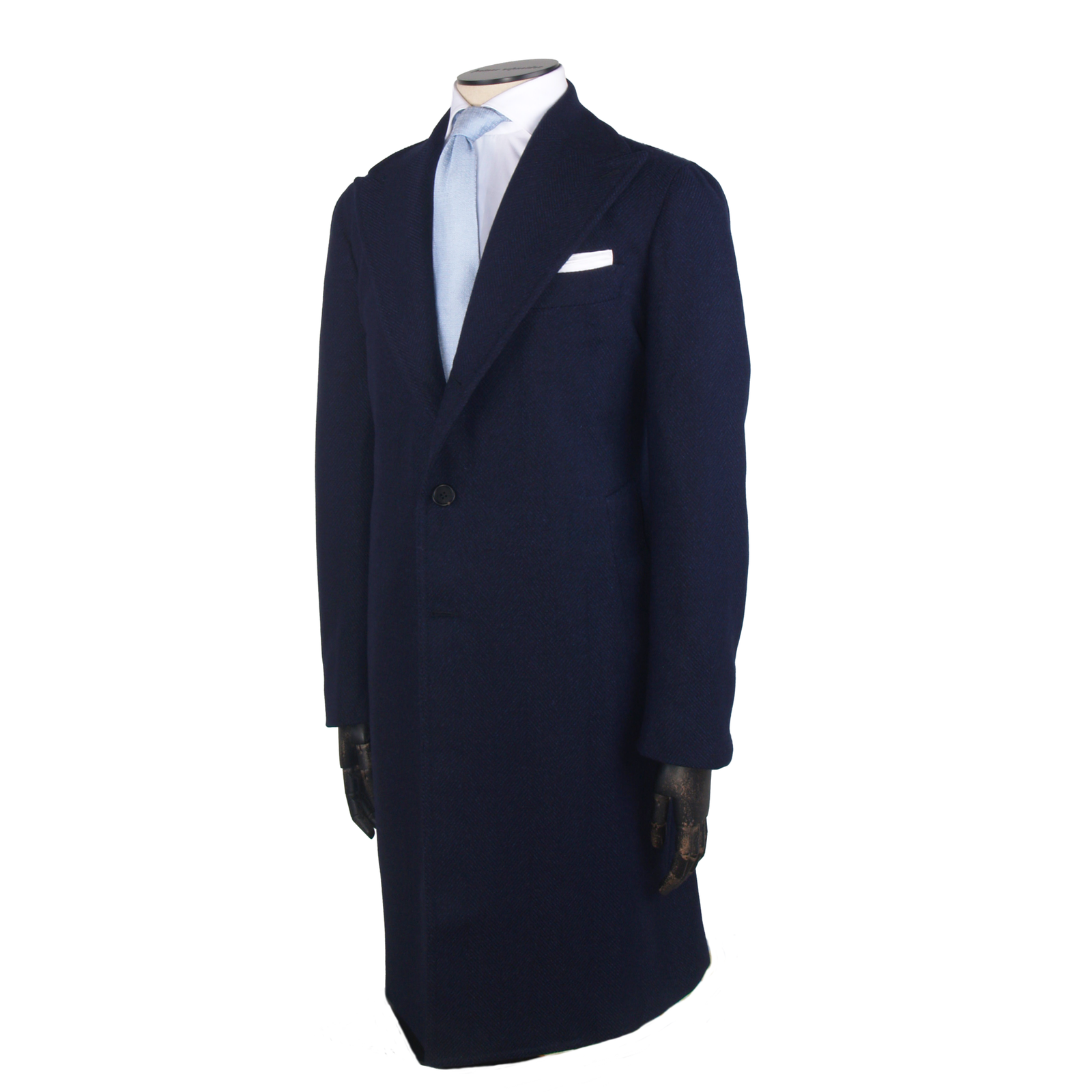 Luigi Melluso virgin wool coat with wide herringbone pattern