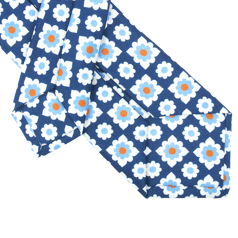 Luigi Borrelli Krawatte Blau mit großen Blumen