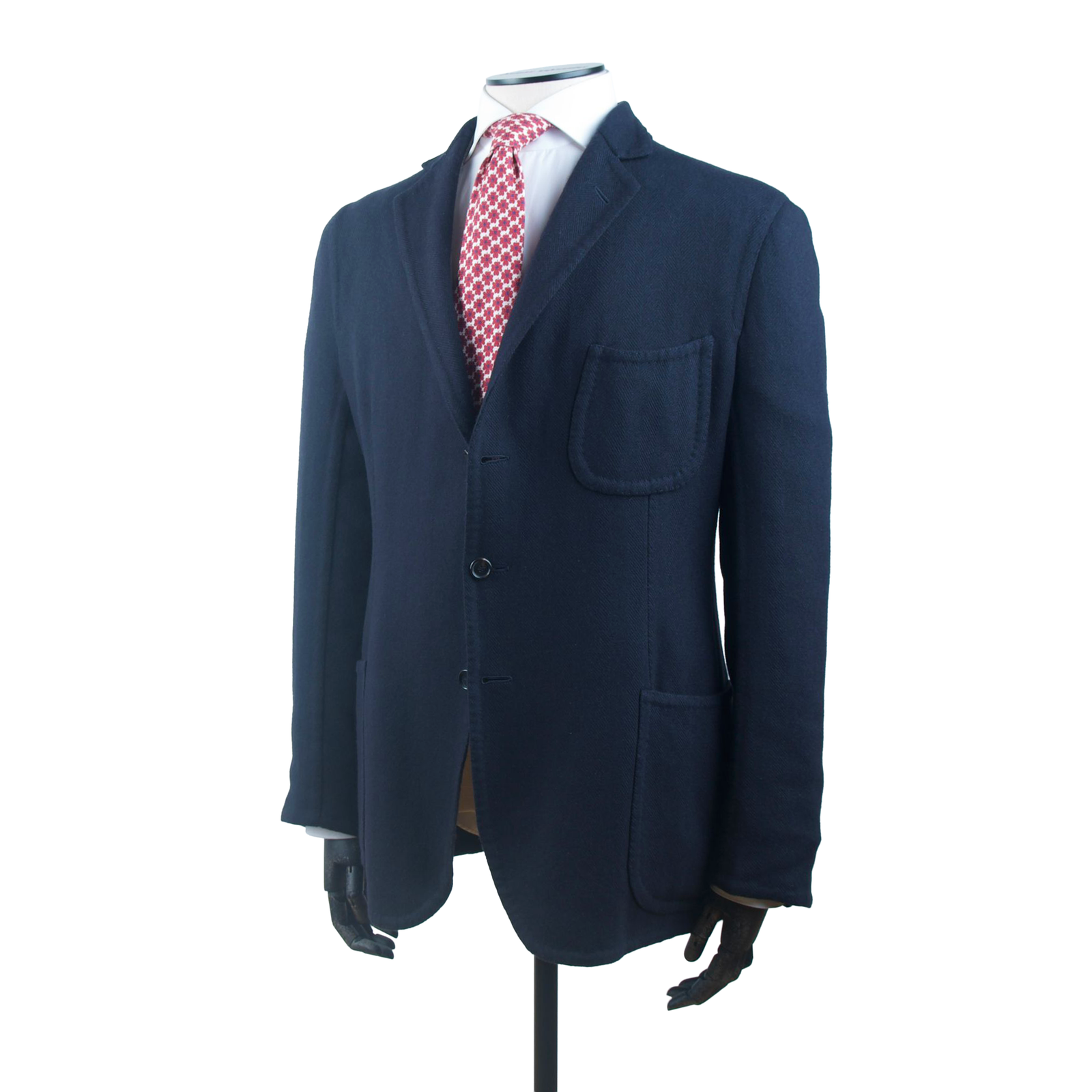 Cesare Attolini Sakko aus reinem Kaschmir in Nachtblau mit Fischgrätmuster