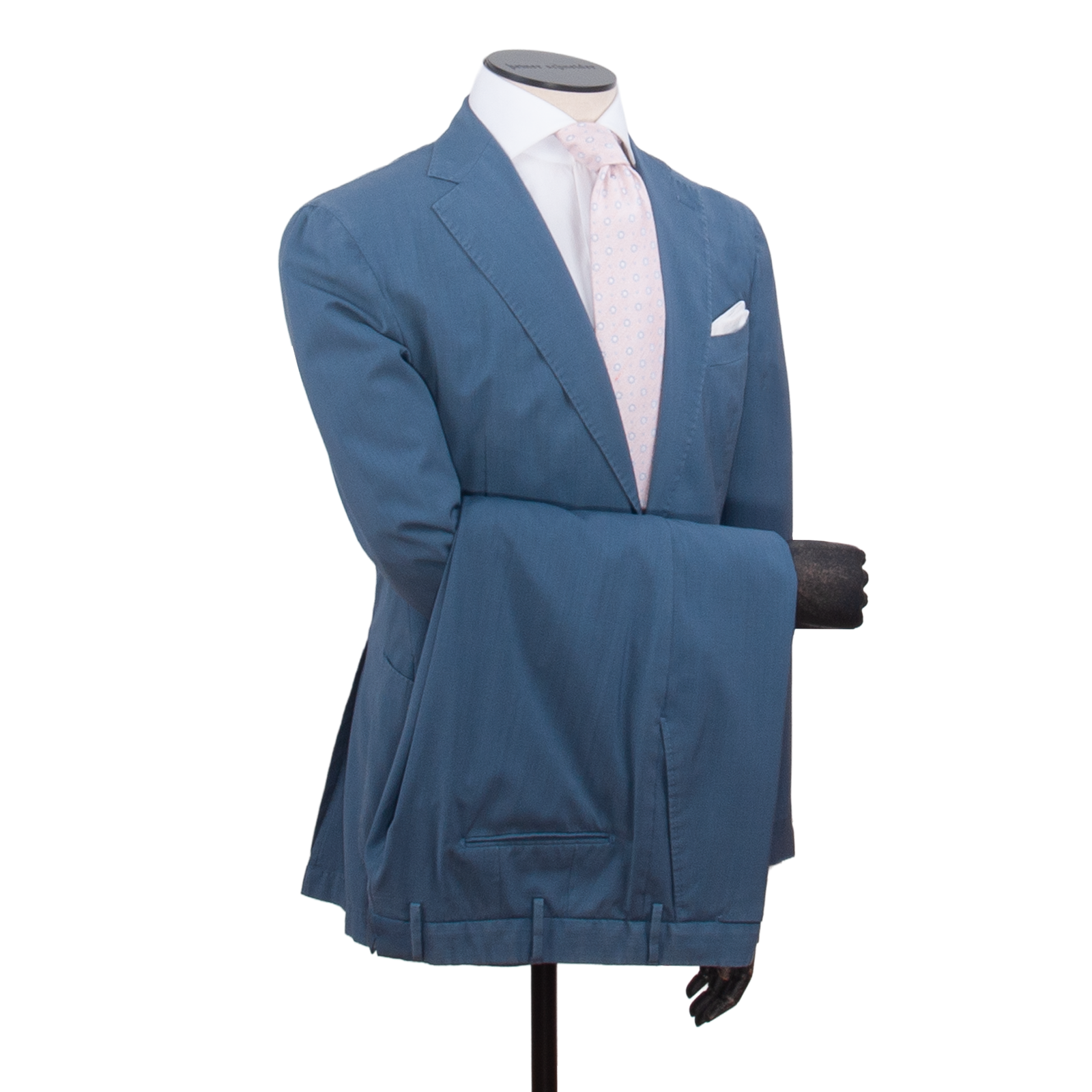 Santaniello linen suit in steel blue