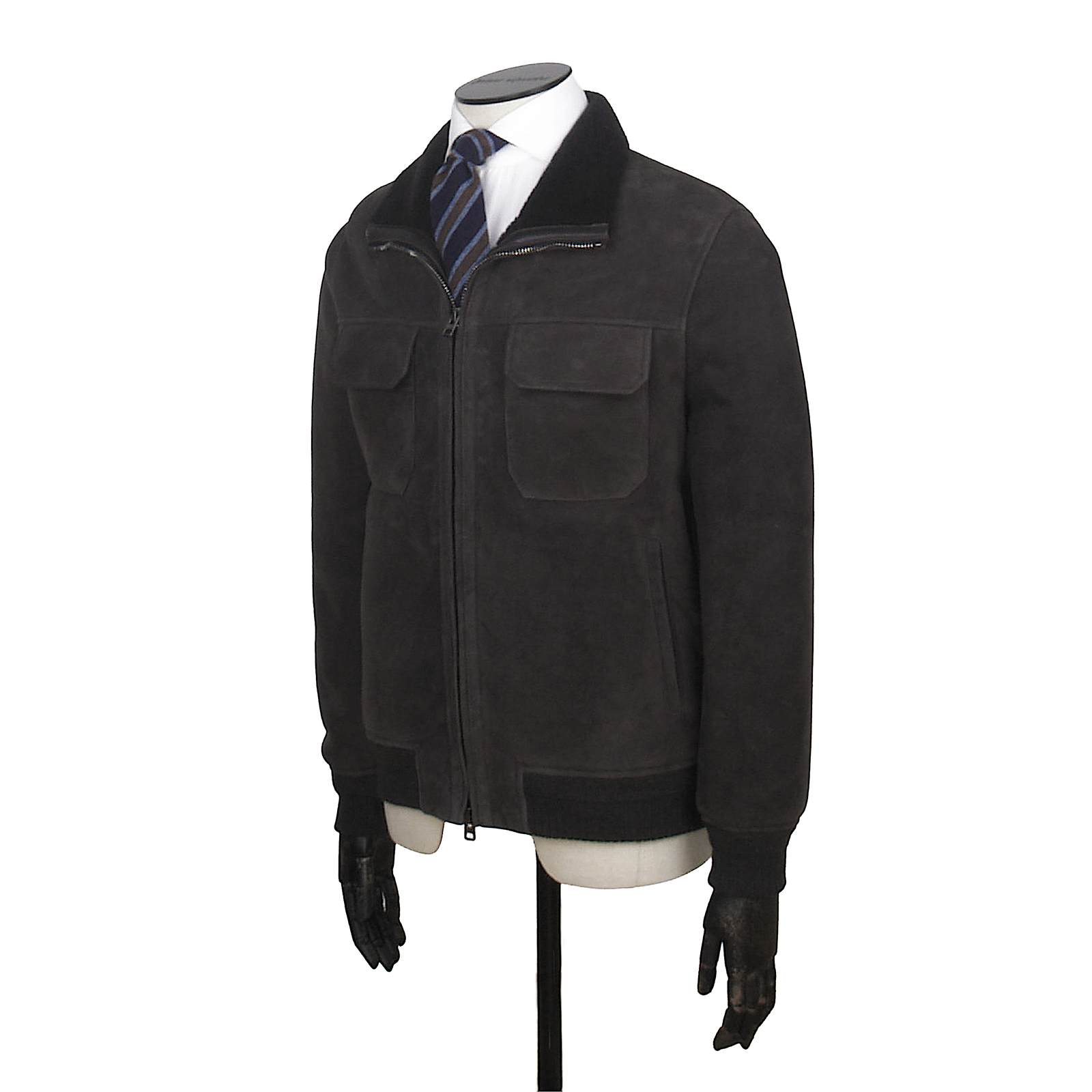 Manto shearling leather jacket in gray-green