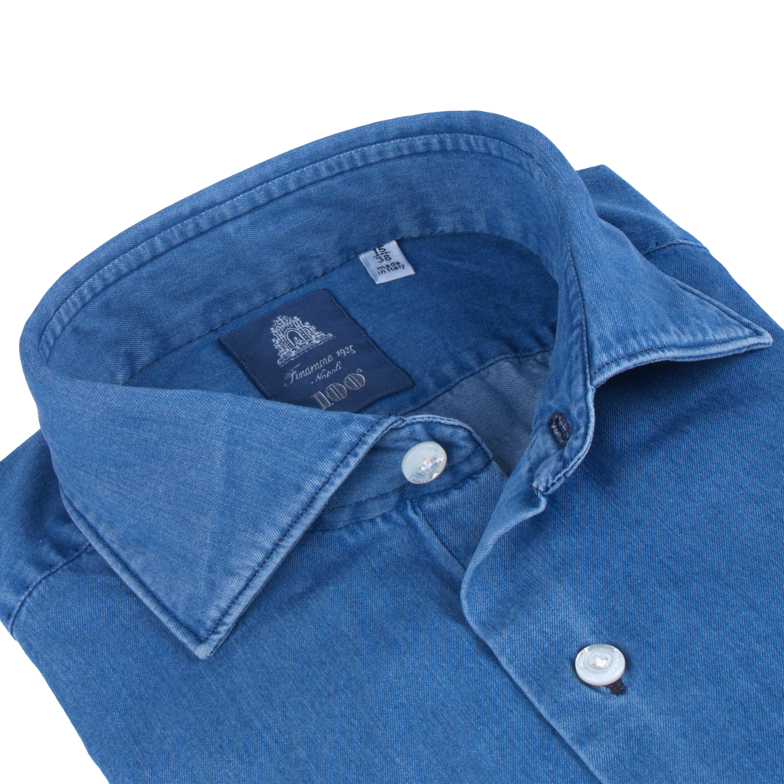 Finamore 1925 denim shirt slim fit Milano Zante collar