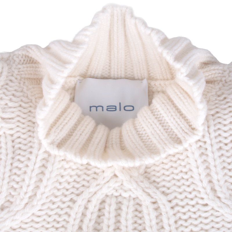 Malo Kaschmir Rollkragenpullover in Off-White