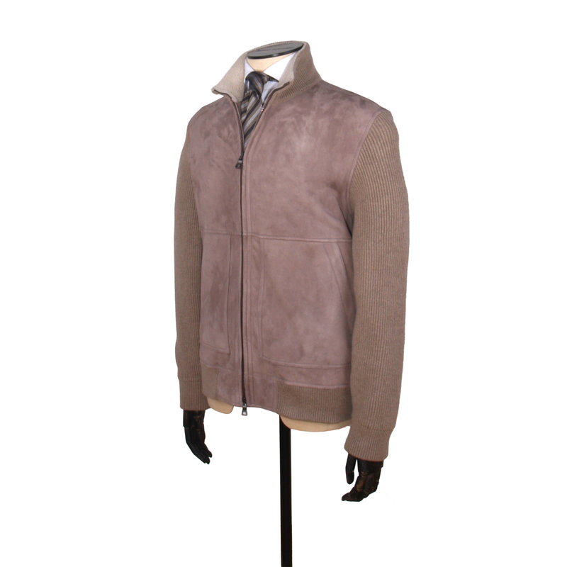 Fioroni Shearling Bomberjacke mit Strickeinsätzen