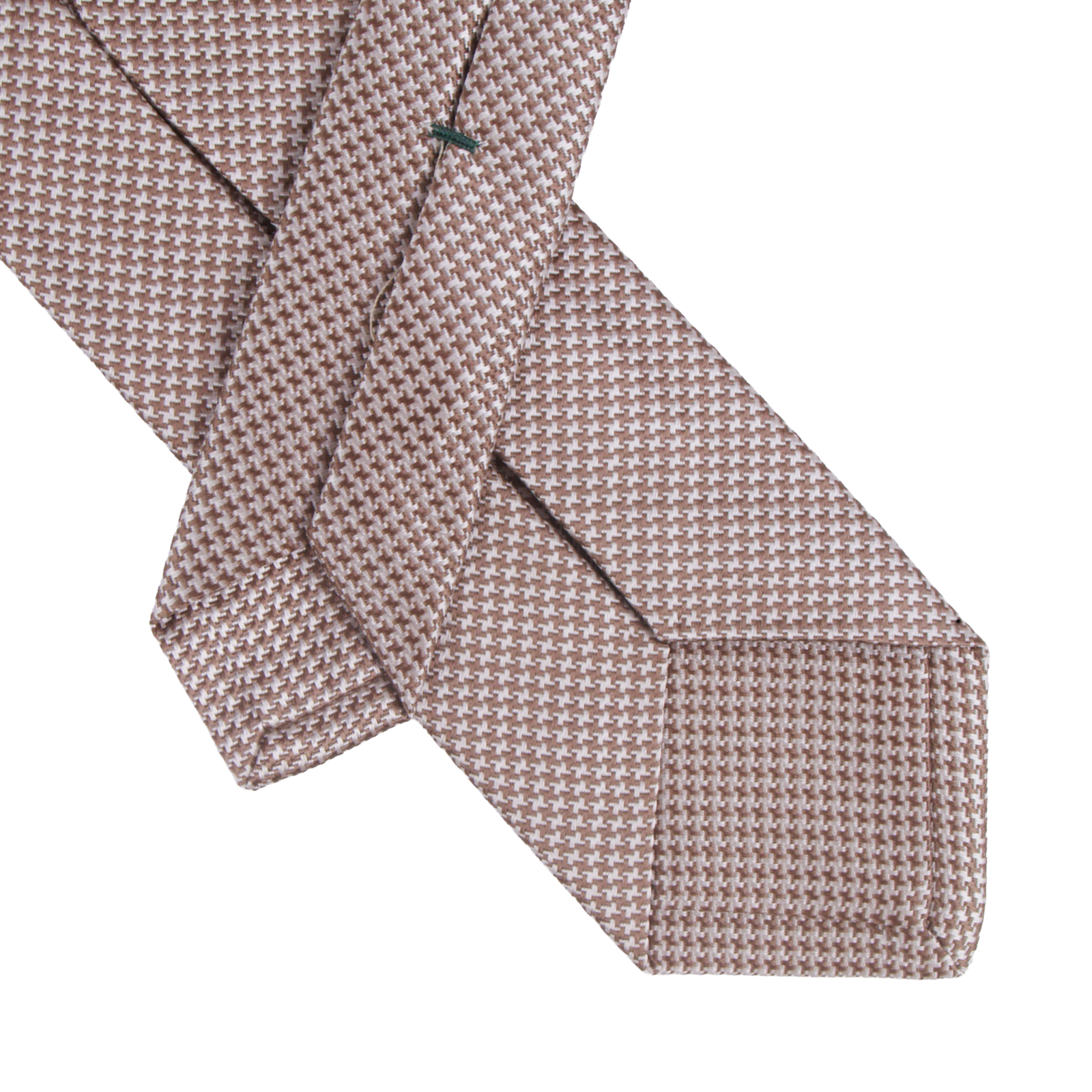 Luigi Borrelli braun beige Krawatte mit mini Pepita-Muster