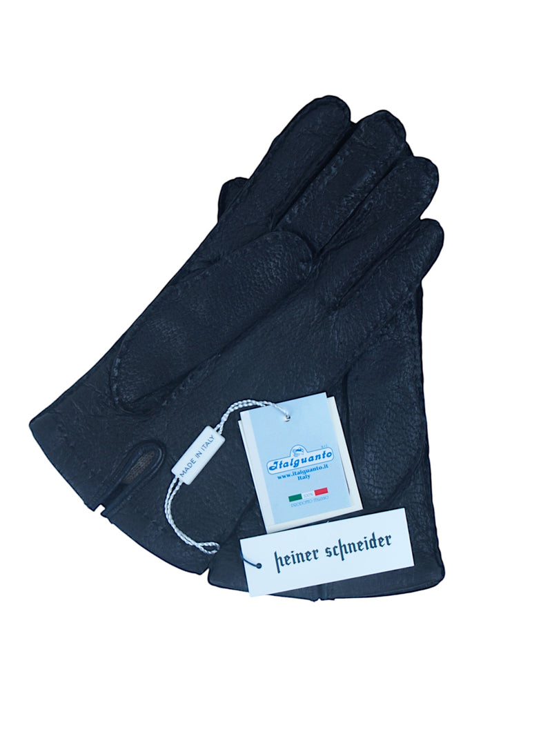 Italguanto Handschuhe aus luxuriösem Peccaryleder Dunkelblau