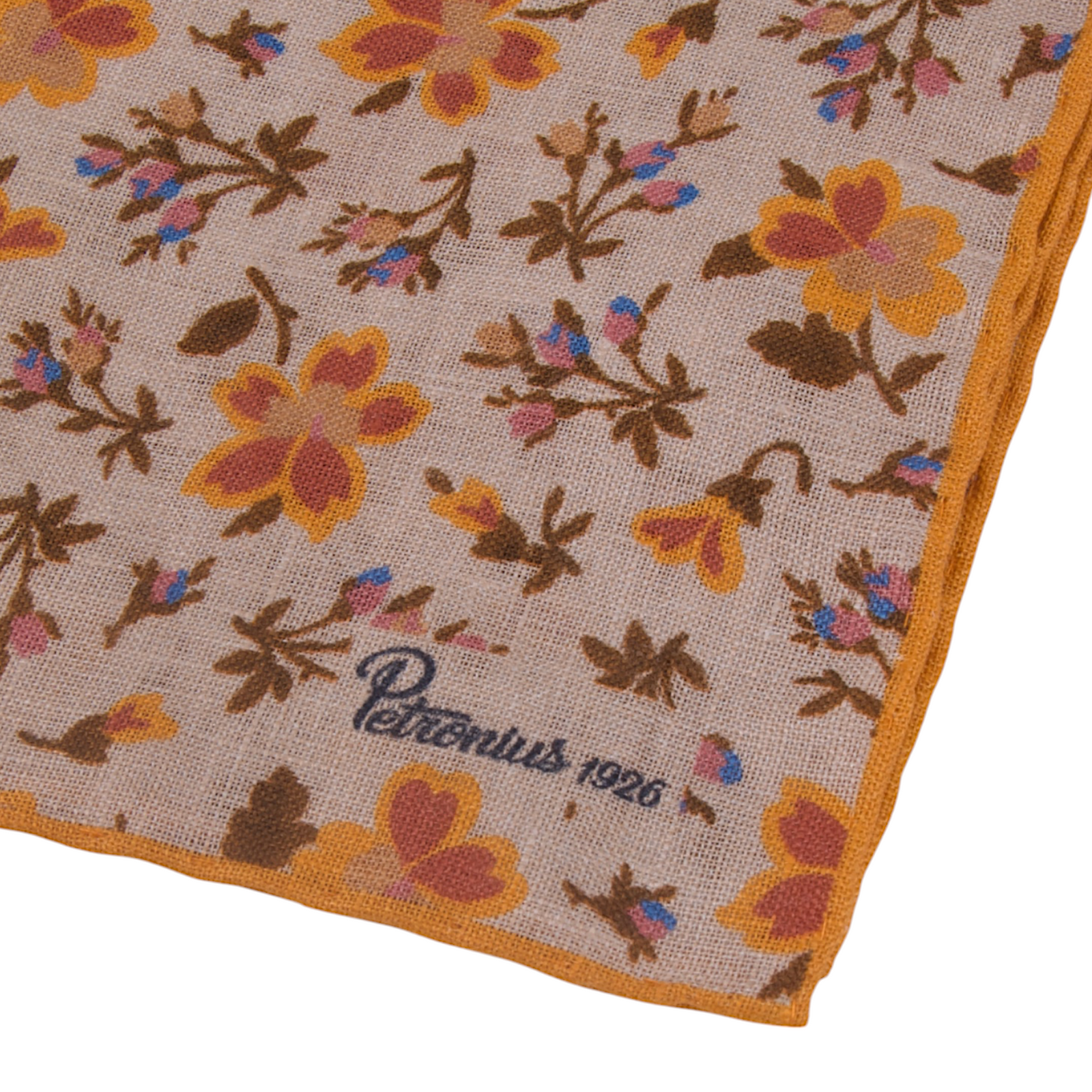Petronius pocket square beige with floral pattern