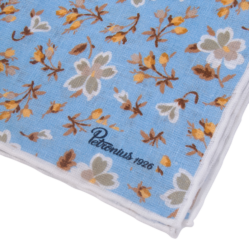 Petronius Einstecktuch blau mit Blumenmuster